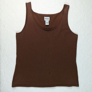 Chico's Sleeveless Top Silk Blend Knit Brown‎ Size 1 (M)
